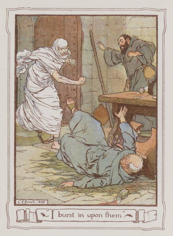 Ivanhoe için Sir Walter Scott tarafından yapılan çizim (renkli taş) by Charles Edmund Brock