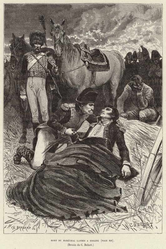Mort du Marechal Lannes ve Essling; Napolyon ve ölmekte olan Mareşal Lannes, Avusturya, Aspern-Essling Savaşı