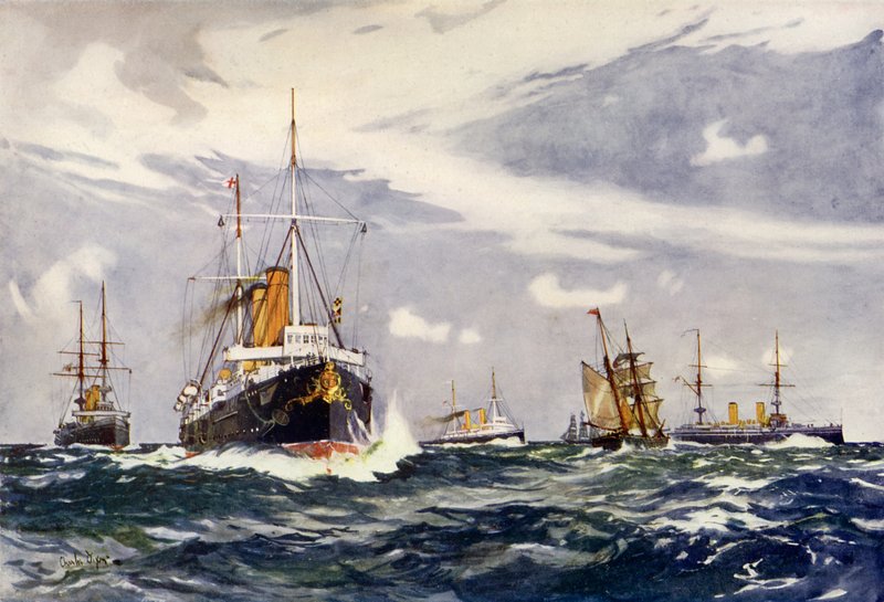 The Steam Training Squadron, 1900  by Charles Edward Dixon