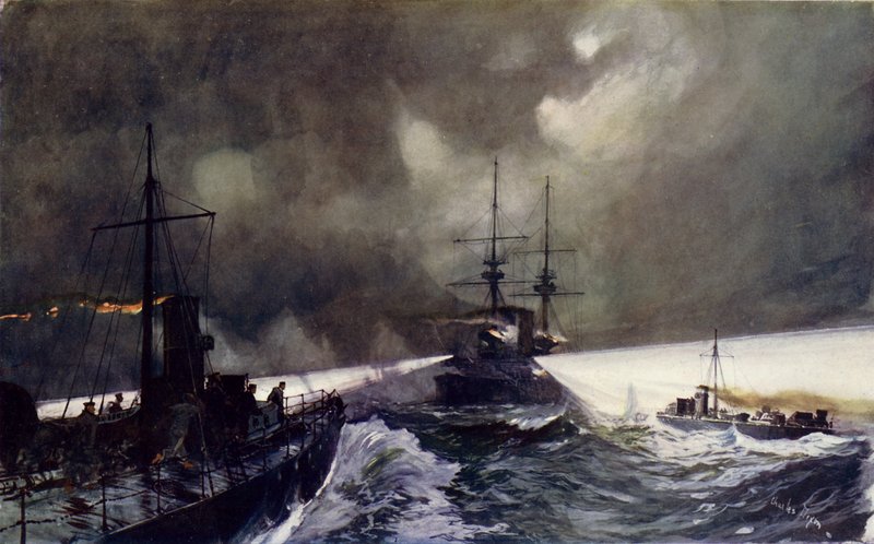 Torpido Botları Deniz Manevralarında Hareket Halinde by Charles Edward Dixon
