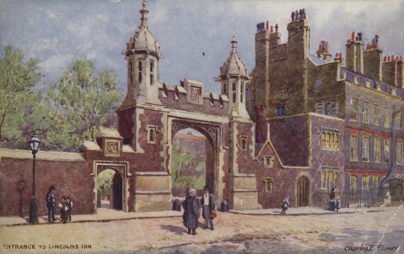 Lincoln's Inn, Londra'ya giriş (renkli taş) by Charles Edwin Flower