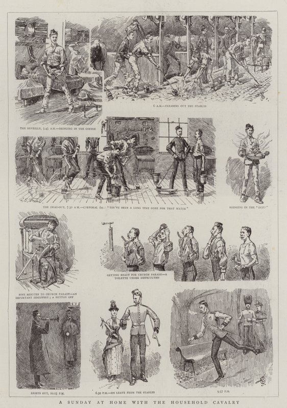 Hanehalkı Süvarileri ile Evde Bir Pazar by Charles Edwin Fripp