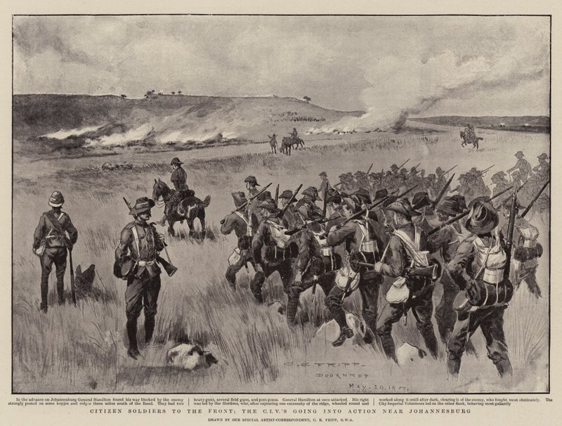 Cepheye Vatandaş Askerler, CIV Johannesburg yakınlarında Eyleme Geçiyor by Charles Edwin Fripp