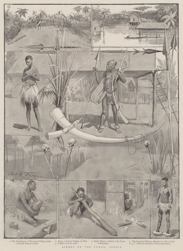 Kongo, Afrika ile ilgili sahneler by Charles Edwin Fripp