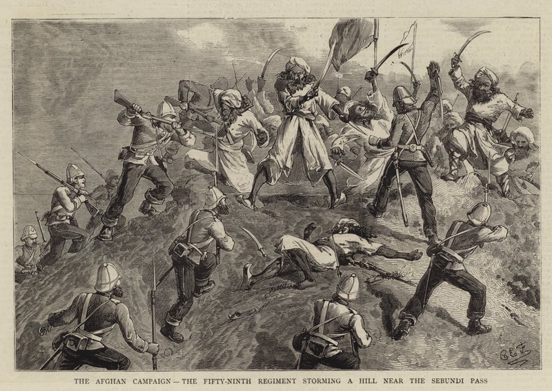 Afgan Seferi, Elli Dokuzuncu Alay Sebundi Geçidi yakınlarındaki bir Tepeyi bastı by Charles Edwin Fripp