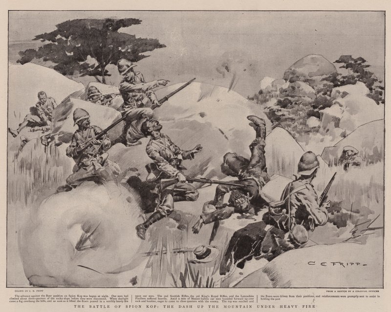 Spion Kop Savaşı, Ağır Ateş Altında Dağa Çıkan Savaş by Charles Edwin Fripp