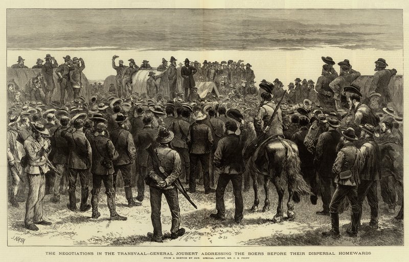 Transvaal'daki Müzakereler, General Joubert, Dağılmadan önce Boers'lara hitap ediyor. by Charles Edwin Fripp