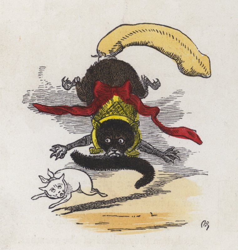 İki kedi arasındaki kavga (renkli gravür) by Charles Henry (after) Bennett