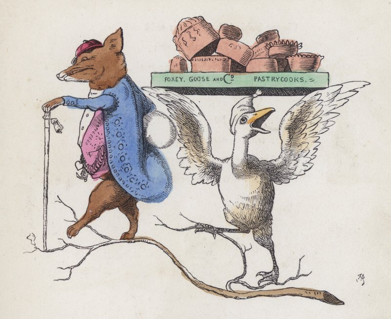Foxey, Goose & Co, pastacılar (renkli gravür) by Charles Henry (after) Bennett