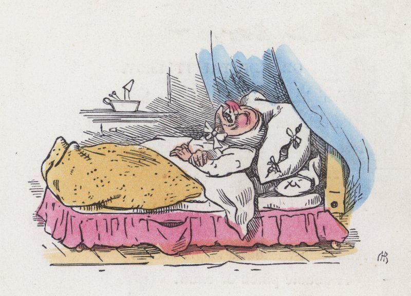 Büyükbaba yatağında (renkli gravür) by Charles Henry (after) Bennett