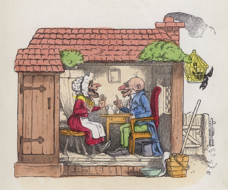 Karısını güldüren adam (renkli gravür) by Charles Henry (after) Bennett