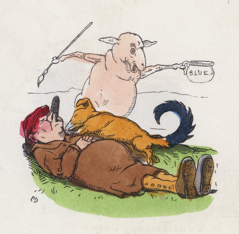 Tembel çoban (renkli gravür) by Charles Henry (after) Bennett