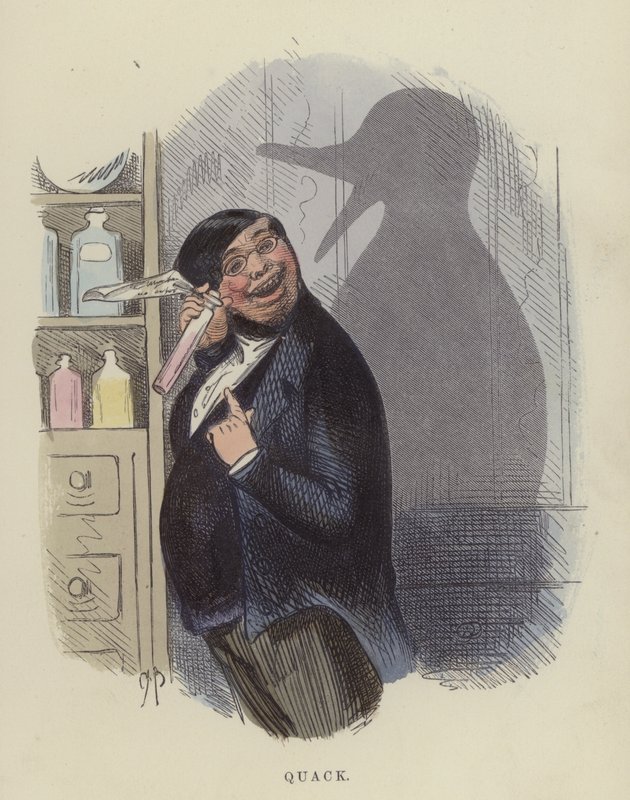 Quack (renkli gravür) by Charles Henry Bennett
