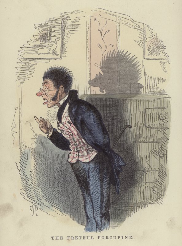Hüzünlü kirpi (renkli gravür) by Charles Henry Bennett