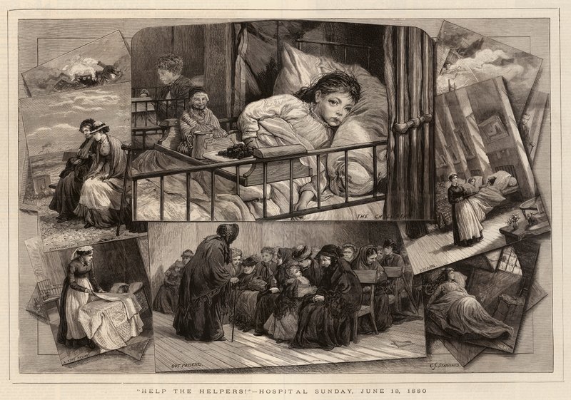 Yardımcılara Yardım Edin!, Hastane Pazar, 13 Haziran 1880 by Charles J. Staniland