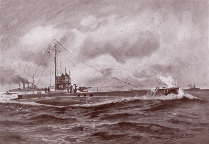 Yüzeyde bir denizaltı (lito) by Charles John de (after) Lacy