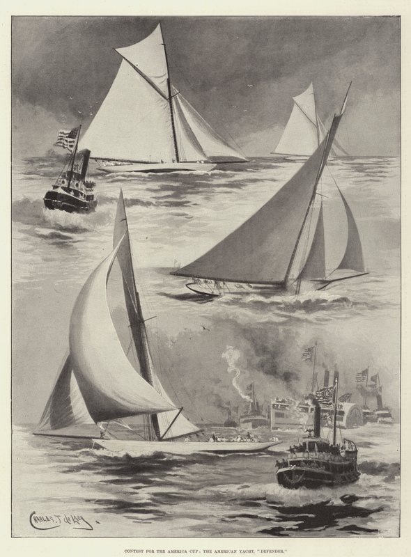 Amerika Kupası, Amerikan Yatı, Defender için Yarışma by Charles John de Lacy
