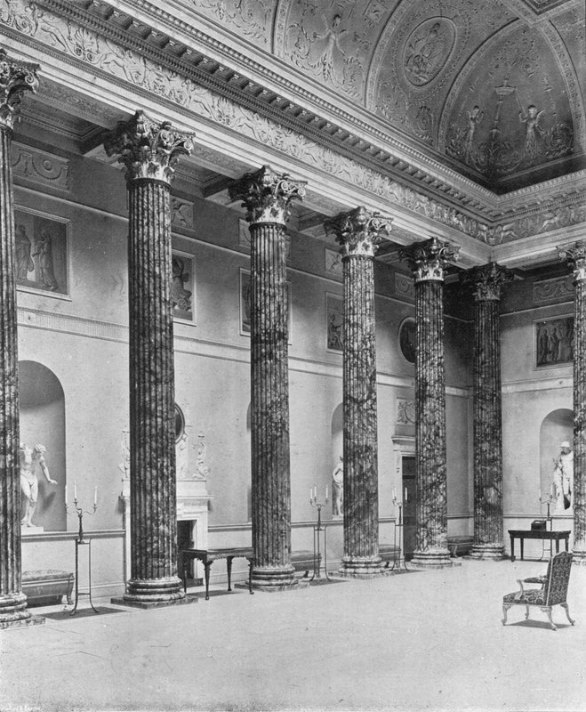Kedleston Salonu: Mermer Salon (s/b fotoğraf) by Charles Latham