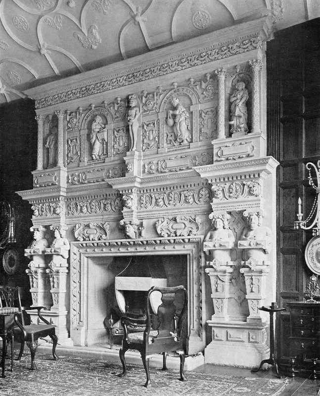 The Chimney-Piece in the Drawing Room, South Wraxall Malikanesi, 'In English Homes Vol. 1, 1904 by Charles Latham