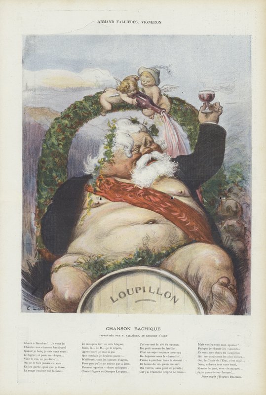 Armand Fallieres, şarap üreticisi. Le Rire için İllüstrasyon by Charles Leandre