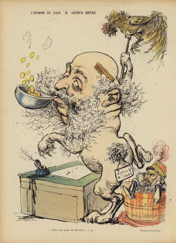 Fransız gazeteci Arthur Meyer'in karikatürü. Le Rire için İllüstrasyon by Charles Leandre