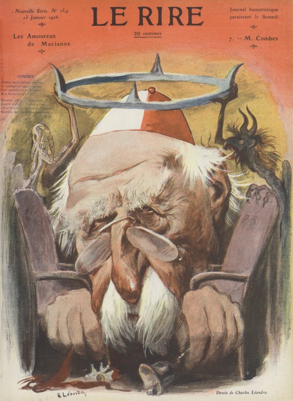 Emile Combes, Fransız politikacı. Le Rire için İllüstrasyon by Charles Leandre
