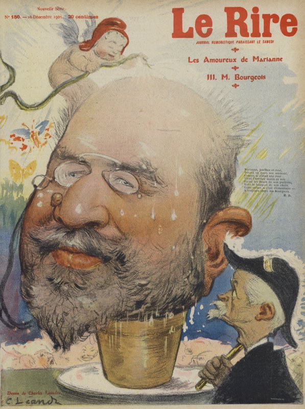Leon Bourgeois, Fransız politikacı. Le Rire için İllüstrasyon by Charles Leandre