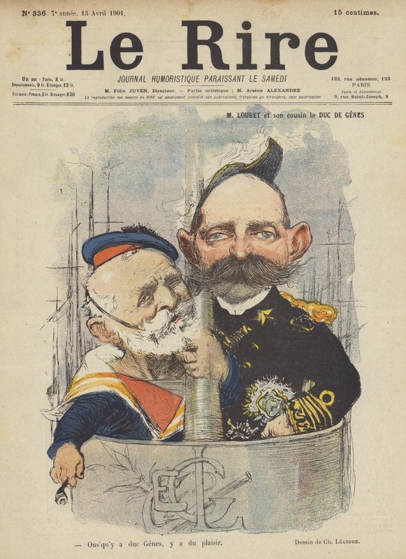 Loubet ve kuzeni le Duc De Genes, Le Rire için illüstrasyon by Charles Leandre