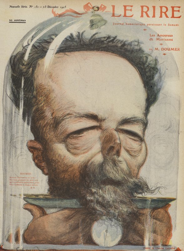 Paul Doumer, Fransız politikacı. Le Rire için İllüstrasyon by Charles Leandre