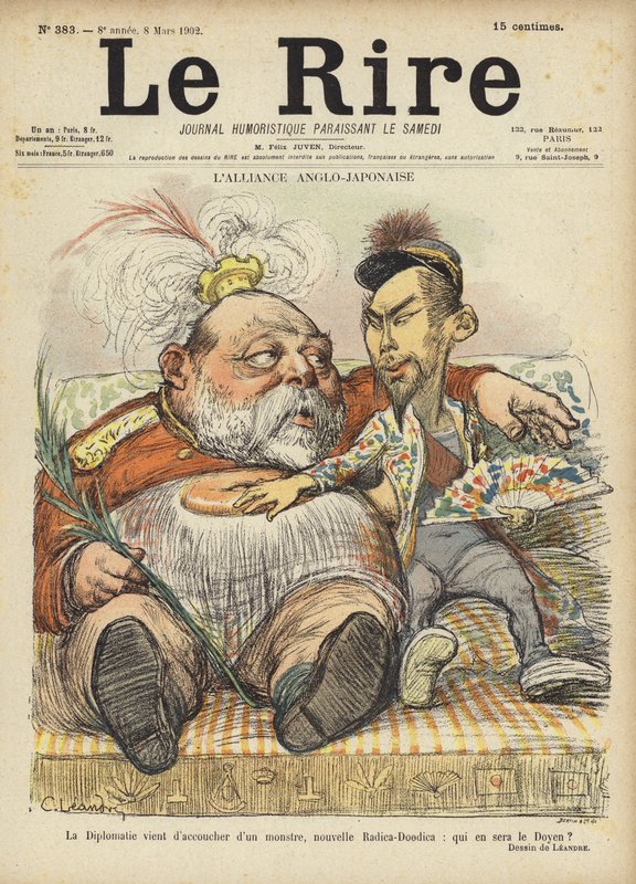 İngiliz-Japon ittifakı, Le Rire için illüstrasyon by Charles Leandre