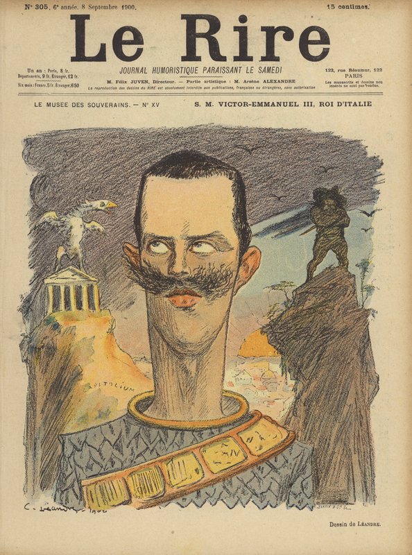 Victor Emmanuel III, İtalya Kralı, Le Rire için İllüstrasyon by Charles Leandre