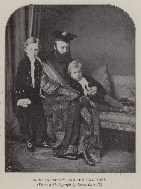 Lord Salisbury ve İki Oğlu (s/b fotoğraf) by Charles Lutwidge Dodgson