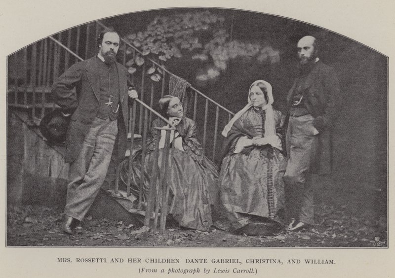 Bayan Rossetti ve Çocukları Dante Gabriel, Christina ve William (s/b fotoğraf) by Charles Lutwidge Dodgson