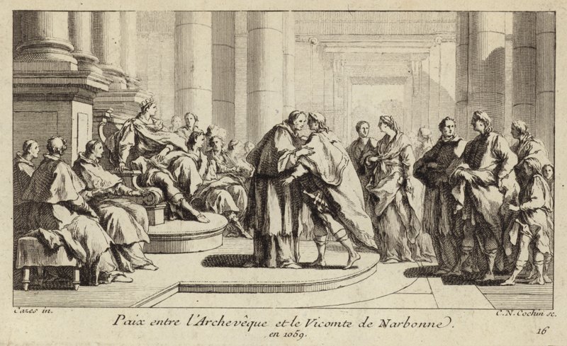 Narbonne Piskoposu ve Vikontu Arasında Barış by Charles Nicolas II Cochin