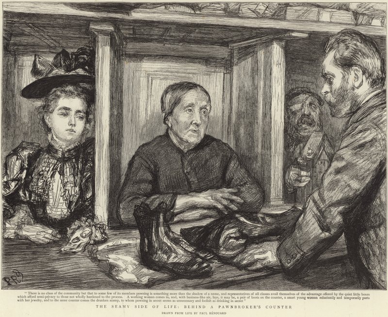 Bir tefecinin tezgahının arkasında (lito) by Charles Paul (after) Renouard