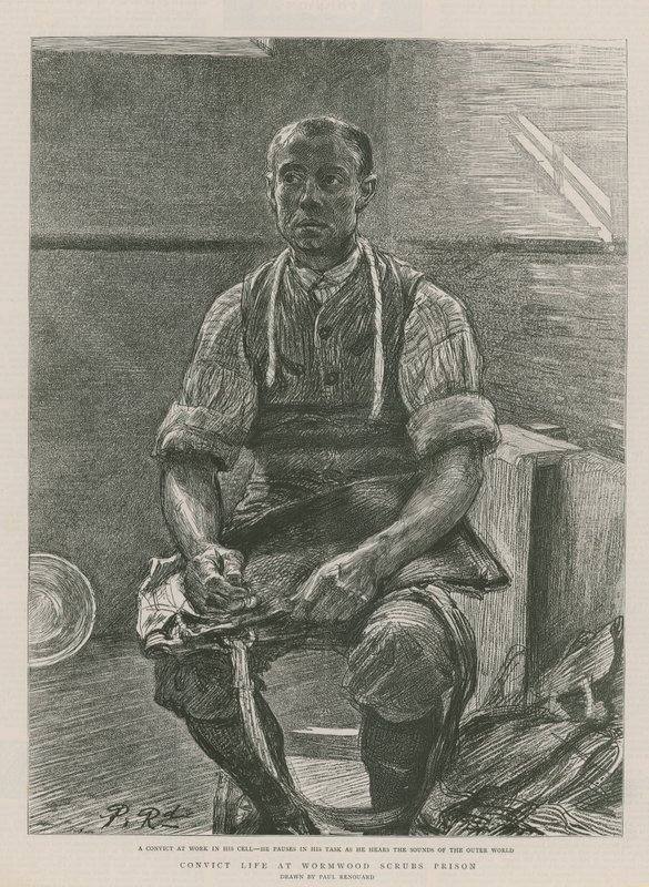Wormwood Scrubs Hapishanesinde hükümlü hayatı (gravür) by Charles Paul Renouard