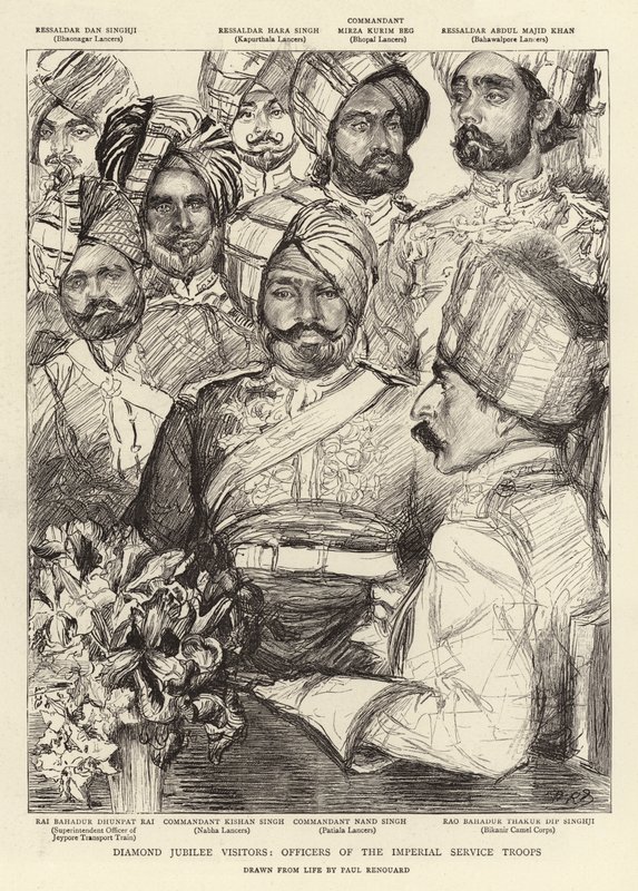 Diamond Jubilee Ziyaretçileri, İmparatorluk Hizmet Birliklerinin Subayları by Charles Paul Renouard