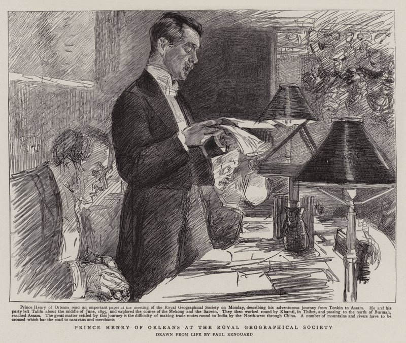 Orleans Prensi Henry, Kraliyet Coğrafya Derneği'nde by Charles Paul Renouard