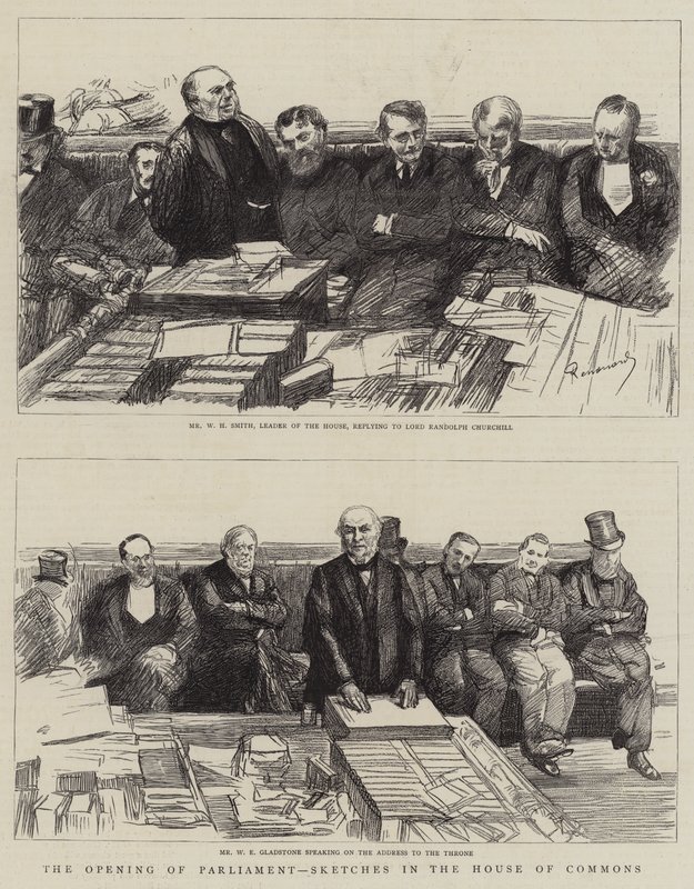 Parlamentonun Açılışı, Avam Kamarası Eskizleri by Charles Paul Renouard