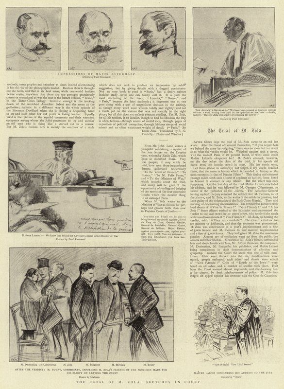 M Zola'nın Duruşması, Mahkemede Eskizler by Charles Paul Renouard