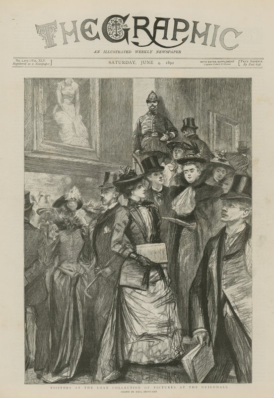 Guildhall'daki resimlerin ödünç koleksiyonundaki ziyaretçiler by Charles Paul Renouard