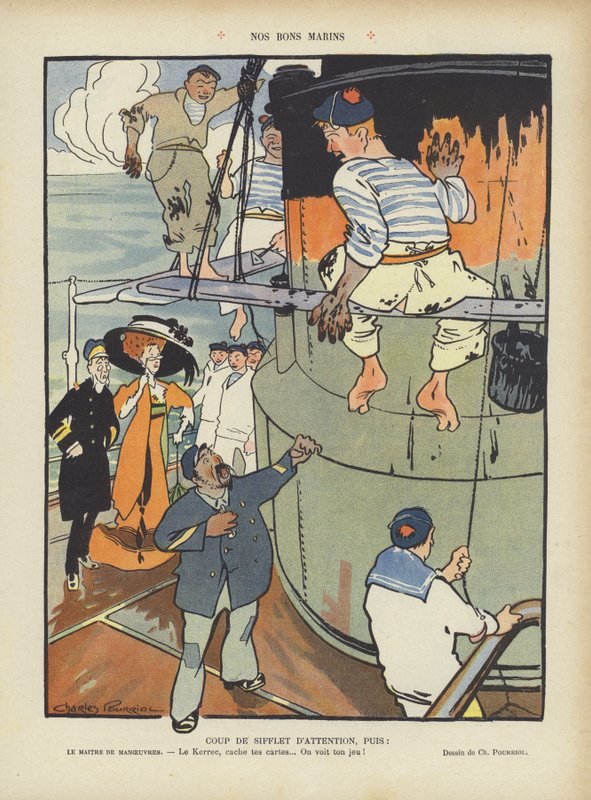 İyi denizcilerimiz. Le Rire (renkli taş) için çizim by Charles Pourriol