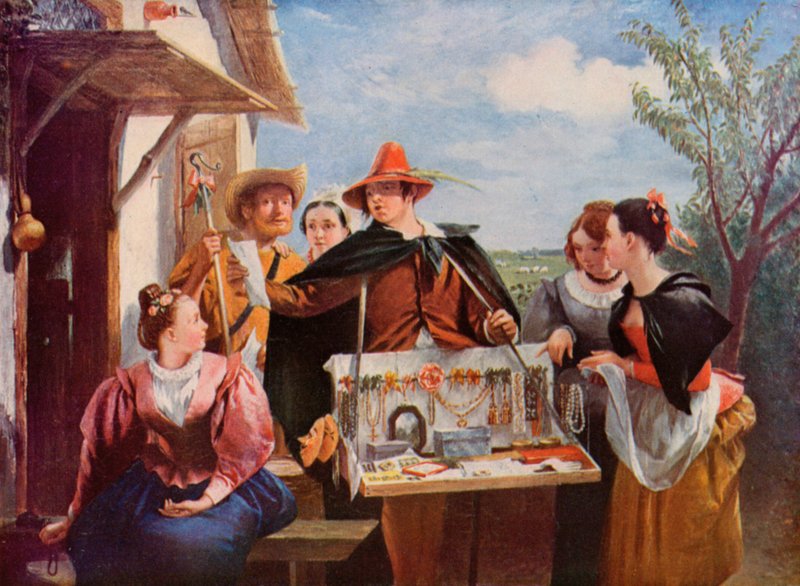 Shakespeare: Autolycus Eşyaları, Kış Masalı, IV. Perde, Sahne 3 (renkli taş) by Charles Robert (after) Leslie