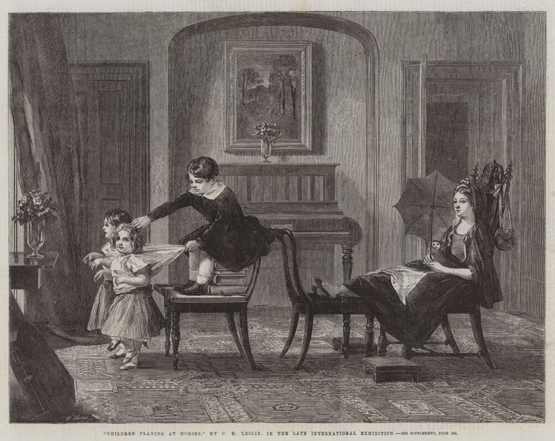 Geç Uluslararası Sergide Atlarda oynayan çocuklar by Charles Robert Leslie