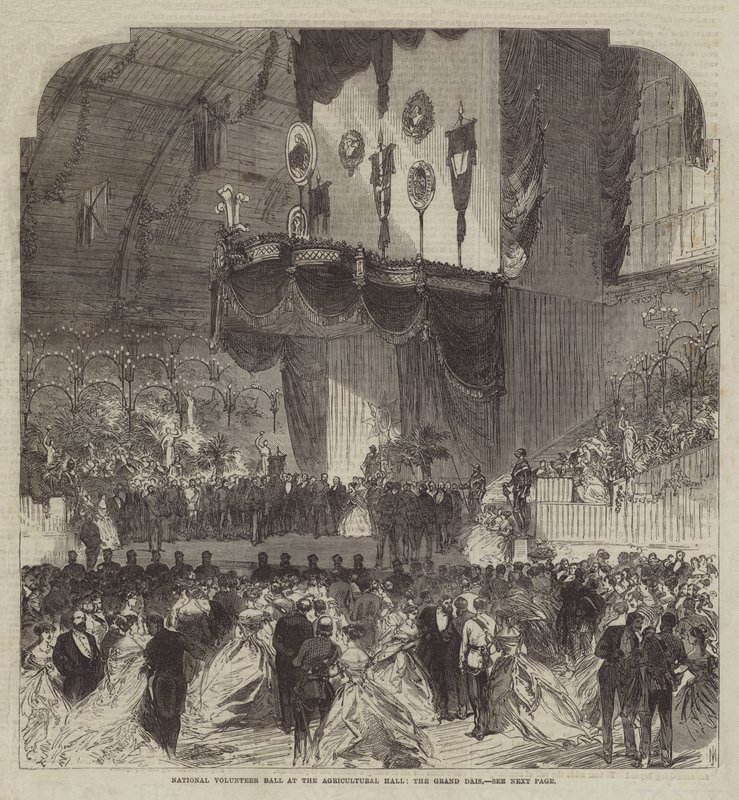 Tarım Salonundaki Ulusal Gönüllü Balosu, Grand Dais by Sir John Charles Robinson