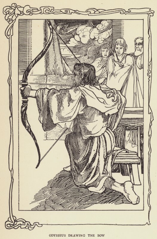 Odysseus yay çiziyor by Sir John Charles Robinson