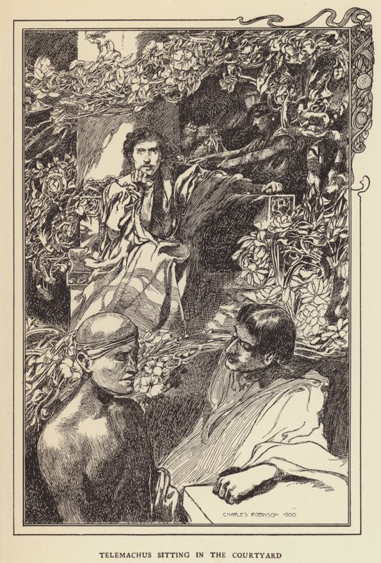 Avluda oturan Telemakhos by Sir John Charles Robinson
