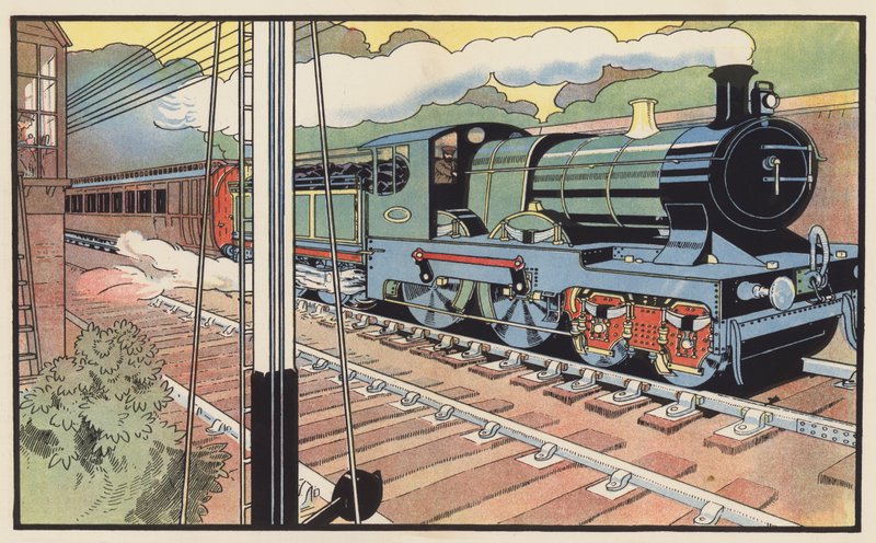 Bir Sinyal Kutusundan Geçen Ekspres Tren by Charles Robinson