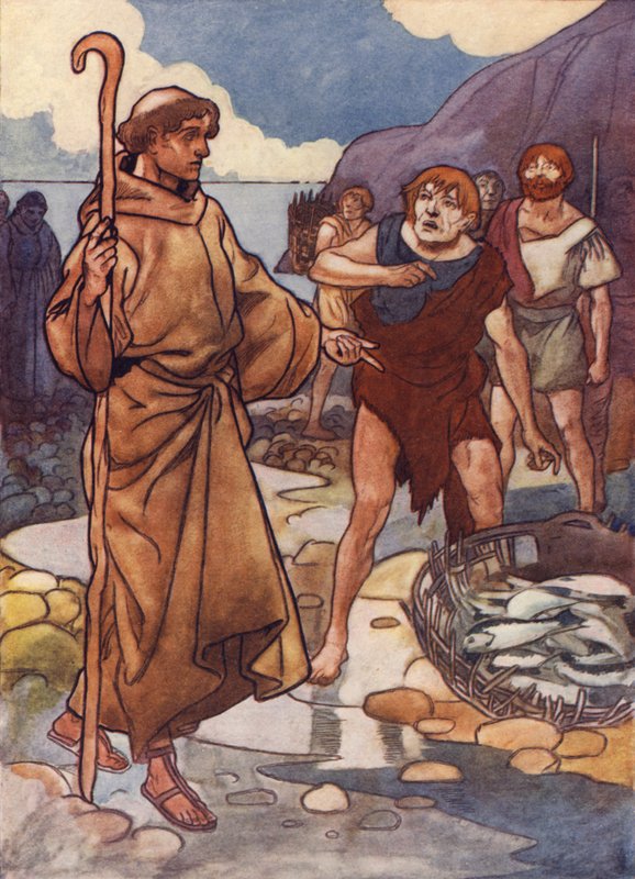 Düşmanca olmayan yerliler ona nehir balığı vermeyi bile reddediyorlar. by Charles Robinson