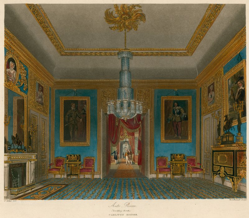 Ante Room, Carlton House, Londra, kuzeye bakıyor by Charles Wild
